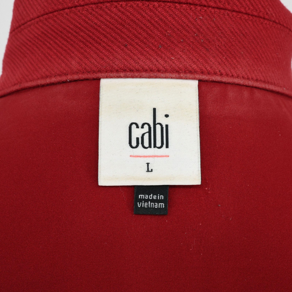 Cabi Jacket Womens Large Dark Red Twill Pockets Fitted Waist Snaps Preppy - Picture 3 of 16